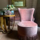 Small old toad armchair in old pink velvet