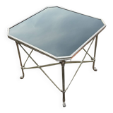 Sofa End Table In Silver Bronze In Neoclassical Style And Black Opaline Circa 1970