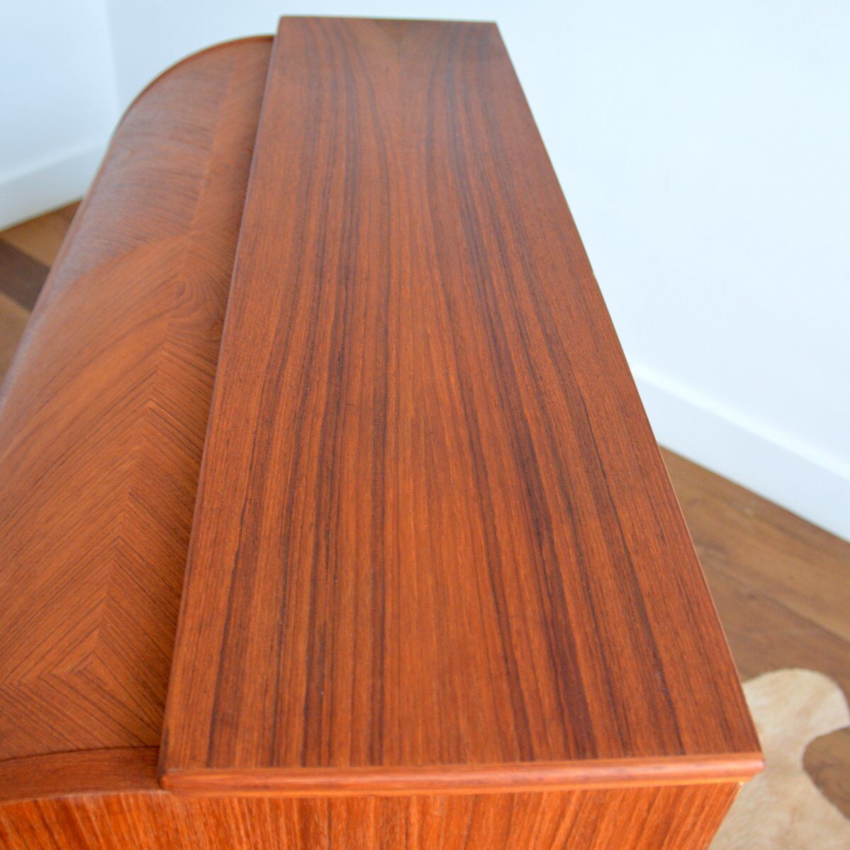 Swedish secretary sliding tray teak 1950s
