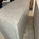 White rattan bedroom set: chest of drawers, mirror, bed, basket