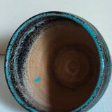 Ceramic planter with speckled enamel gadroons from the 1940s