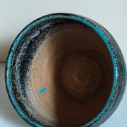 Ceramic planter with speckled enamel gadroons from the 1940s