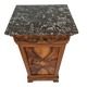 Elegant antique Napoleon III side table in walnut with black marble veneer.