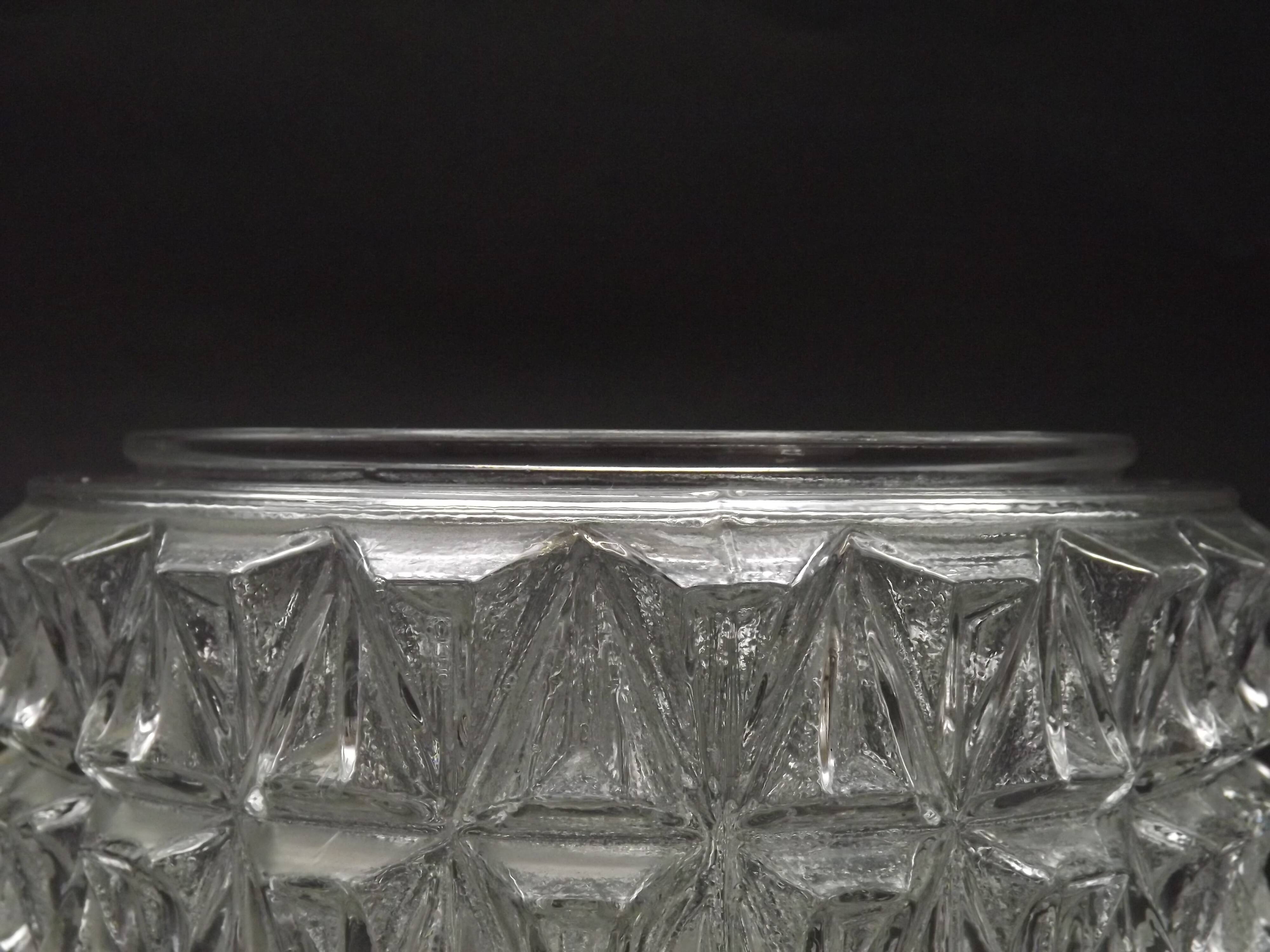 French Mid-Century Round Clear Cut Glass Ceiling Light Replacement Shade