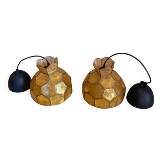 Pair of mother-of-pearl pendant lights