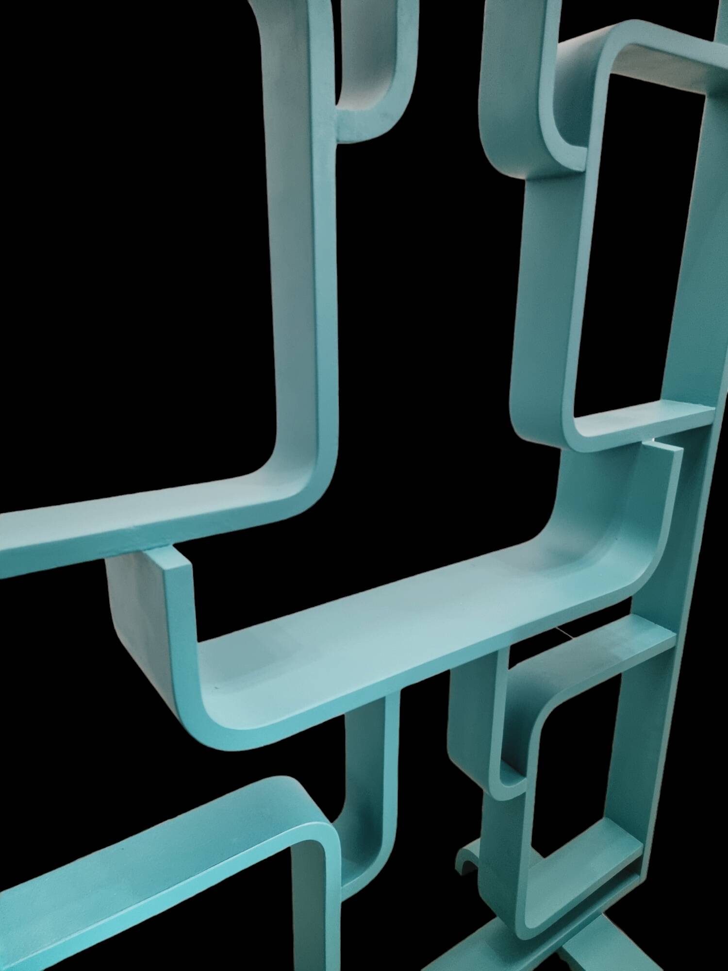 Mid-century room divider by Ludvik Volak in a deep turquoise colour, fully refurbished, Czech 1960s