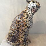 Enamelled terracotta leopard from the 60s Italy