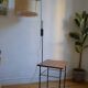 Vintage modernist reading floor lamp with table Poland 1960