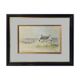 Painting watercolor "the house of viviers" quiberon signed & frame