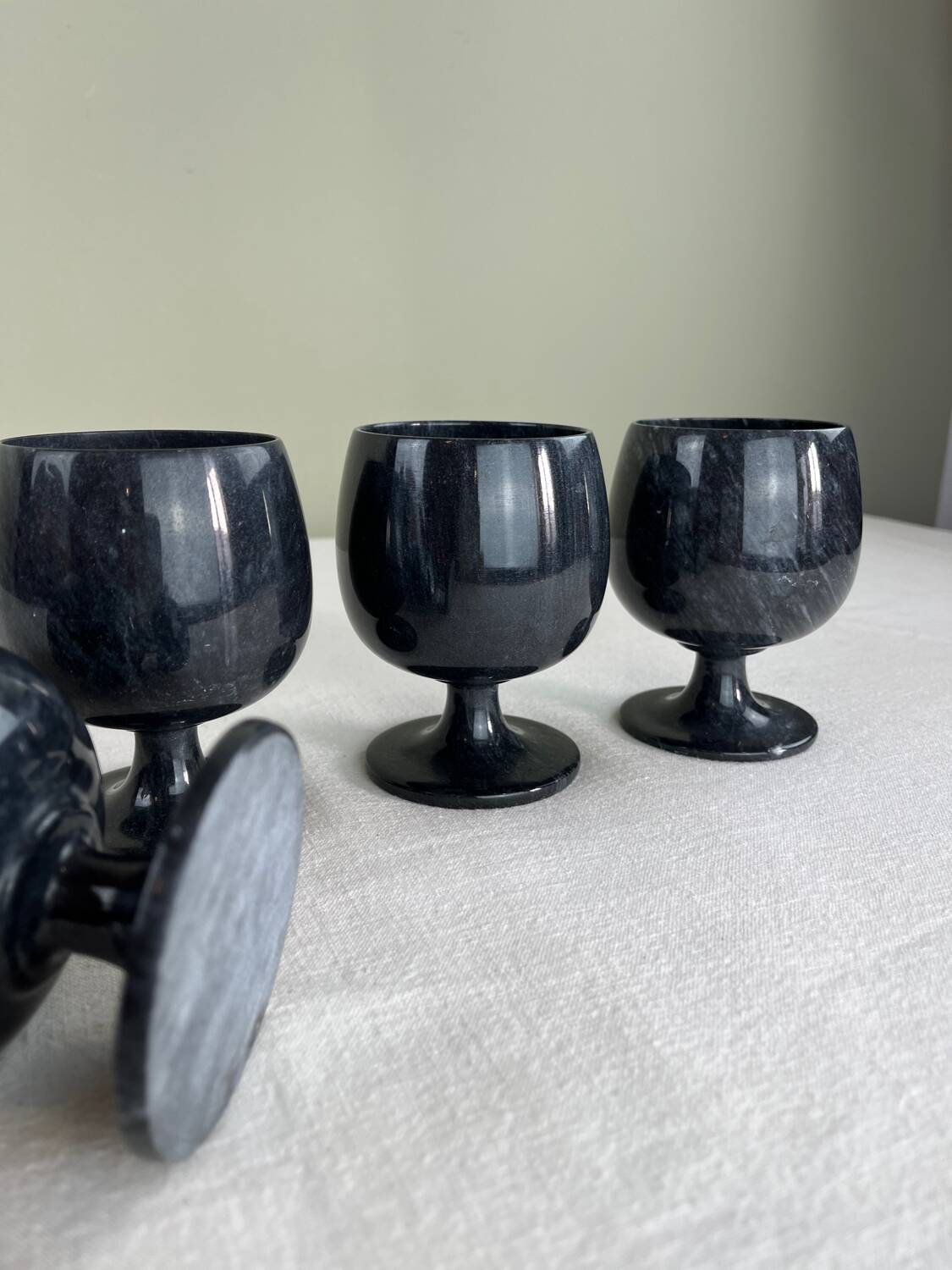Black marble vases