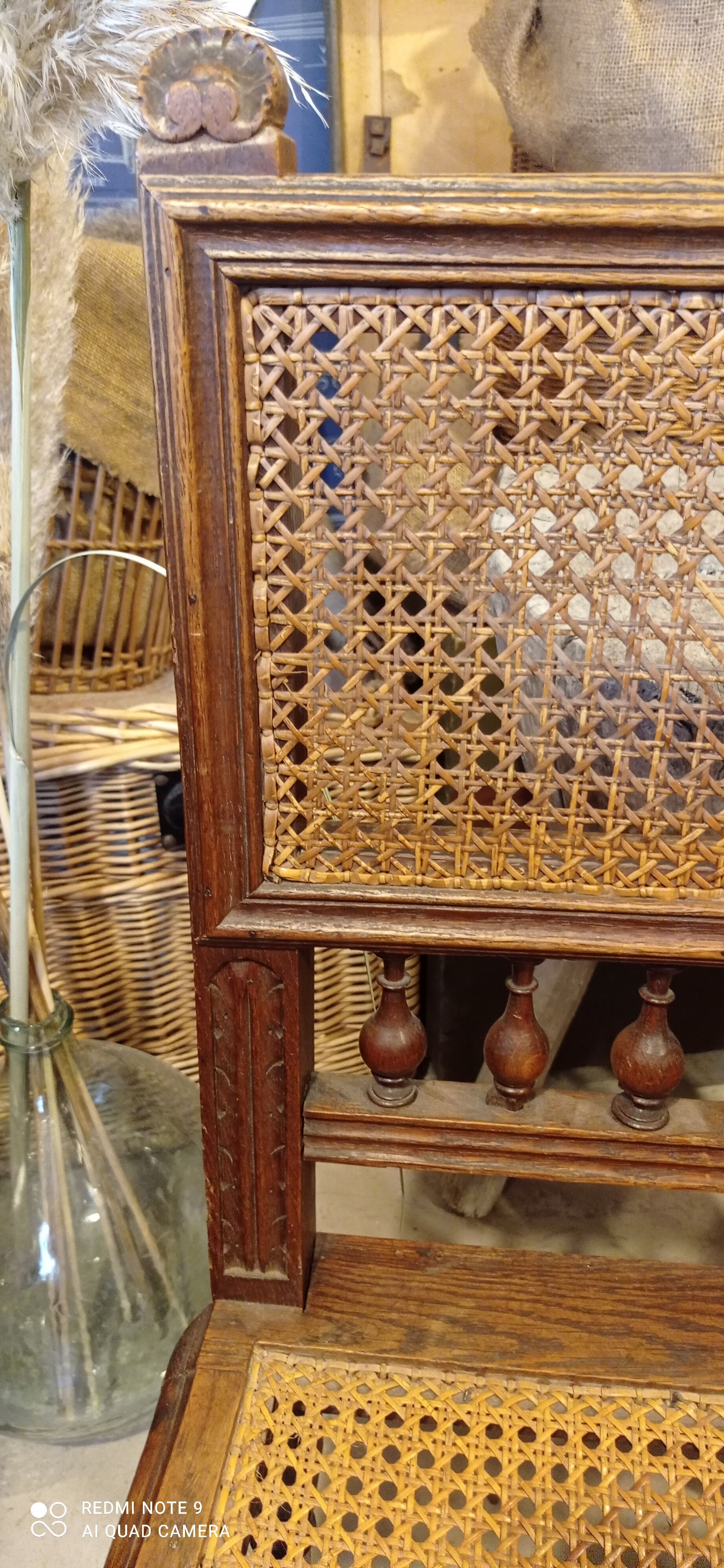 Set of 3 antique canned chairs