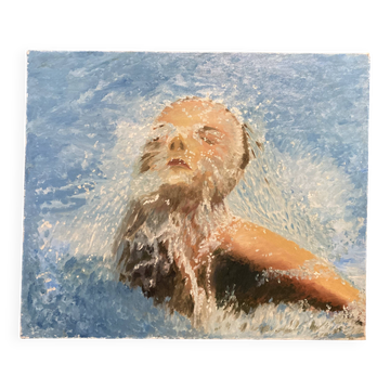 Janet emerging from the water, Oil on canvas, 1987
