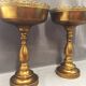 Pair of Large Cassolette Cups on Feet Gold Metal Centerpiece