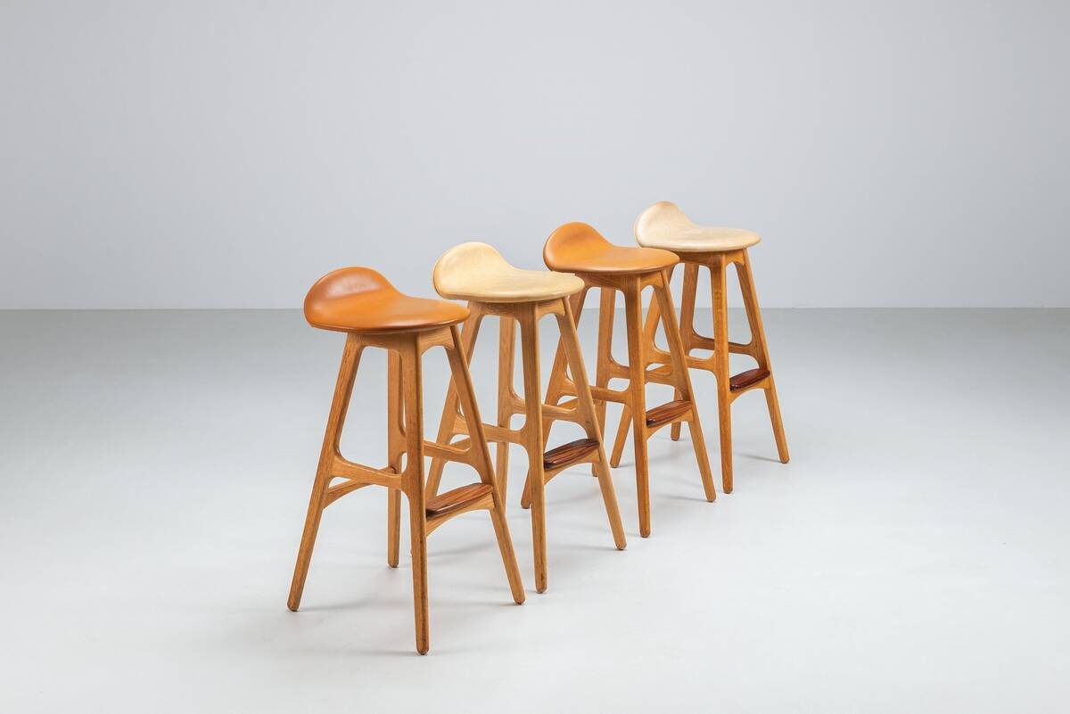 Erik Buch set of four “OD61” bar stools Oddense Mobler Denmark 1965