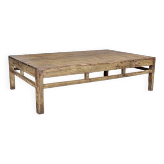 Table basse marron jaune piece et patine d'origine bois vieux teck