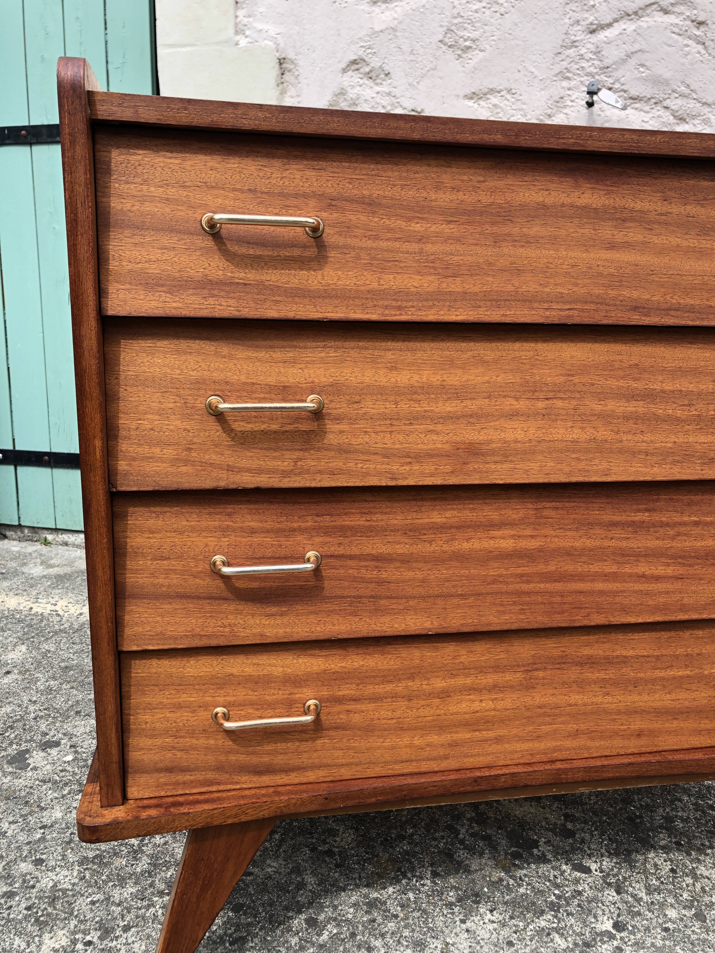 Commode vintage scandinave, pieds compas