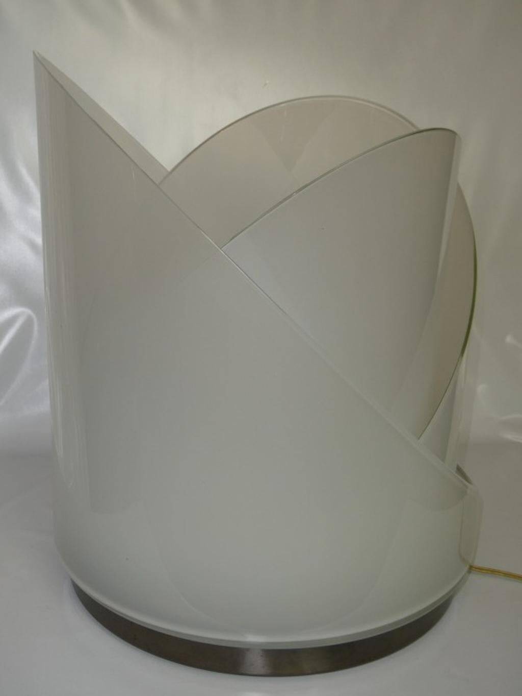 Large vintage white glass lamp model LT300 by Carlo Nason for Mazzega.