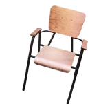 Old chair with armrest restored in metallic pink