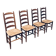 Rustic Ladder Back Oak and Rush Dining Chairs, 1960s, Set of 4