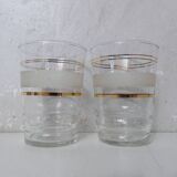 4 anciens verres granités blancs vintage