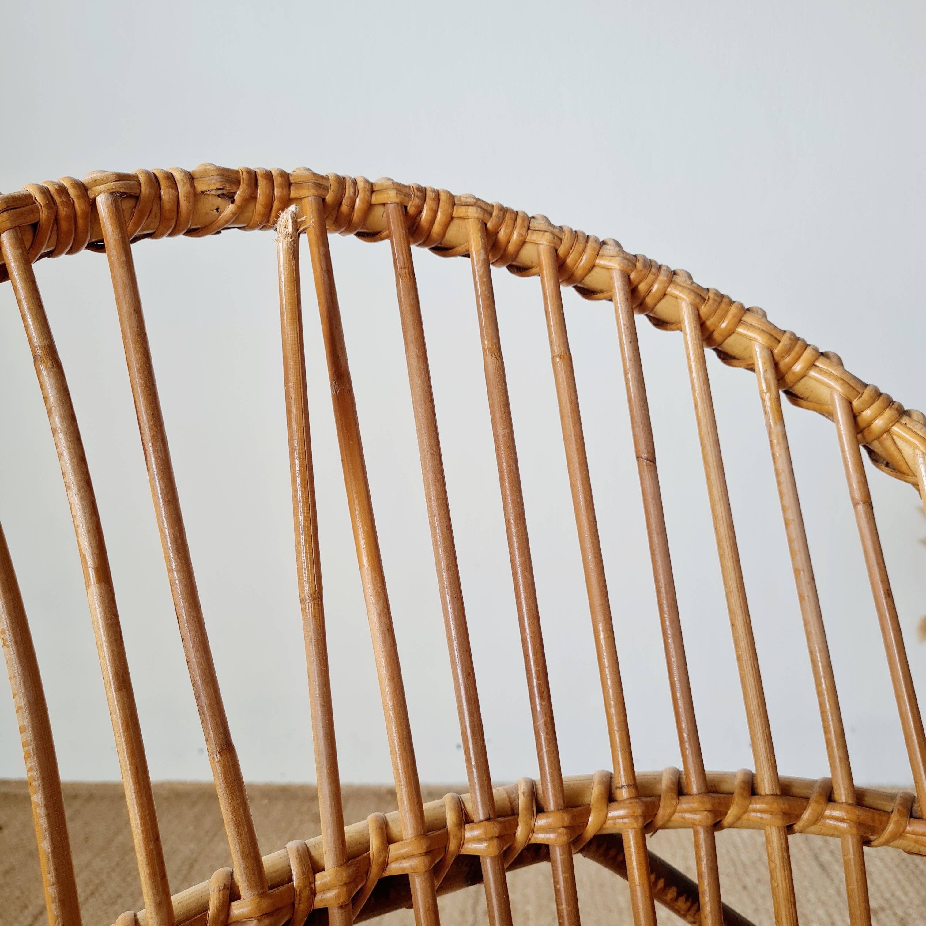 Vintage rattan armchair - adult basket chair from the 1960s