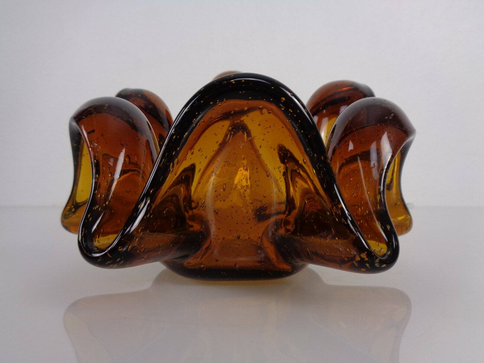 Large Murano amber glass bowl, Italy, 1960s