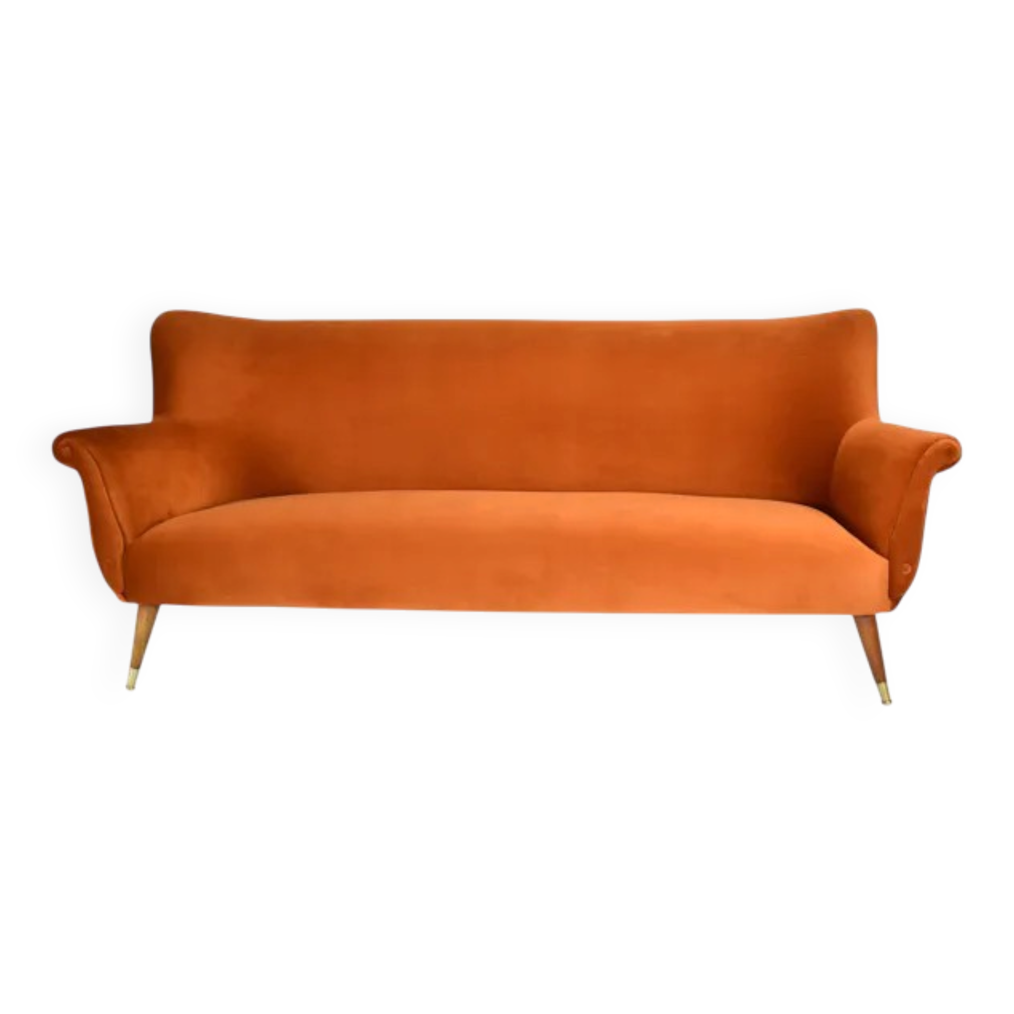 Three-seater velvet sofa, Germany 1960s, rusted, restored.