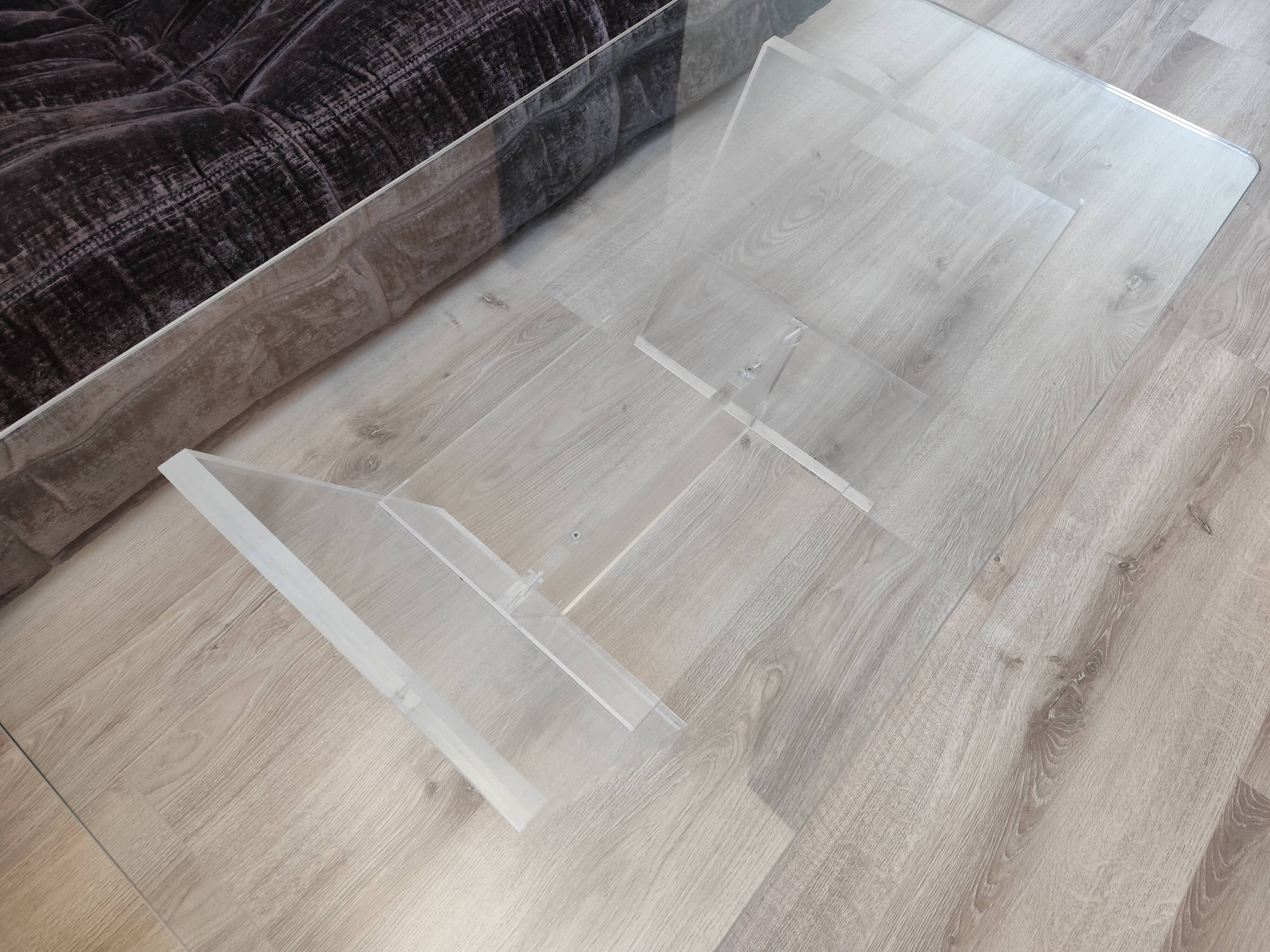Vintage David LANGE glass & altuglas coffee table circa 1970