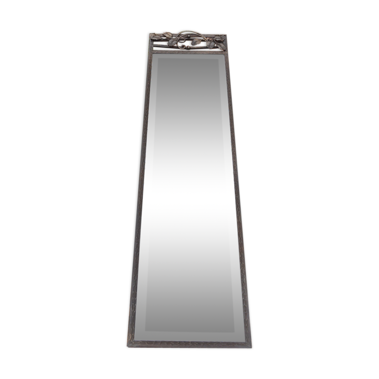 Mirror art deco 1930 in iron in beveled glass 125c32cm