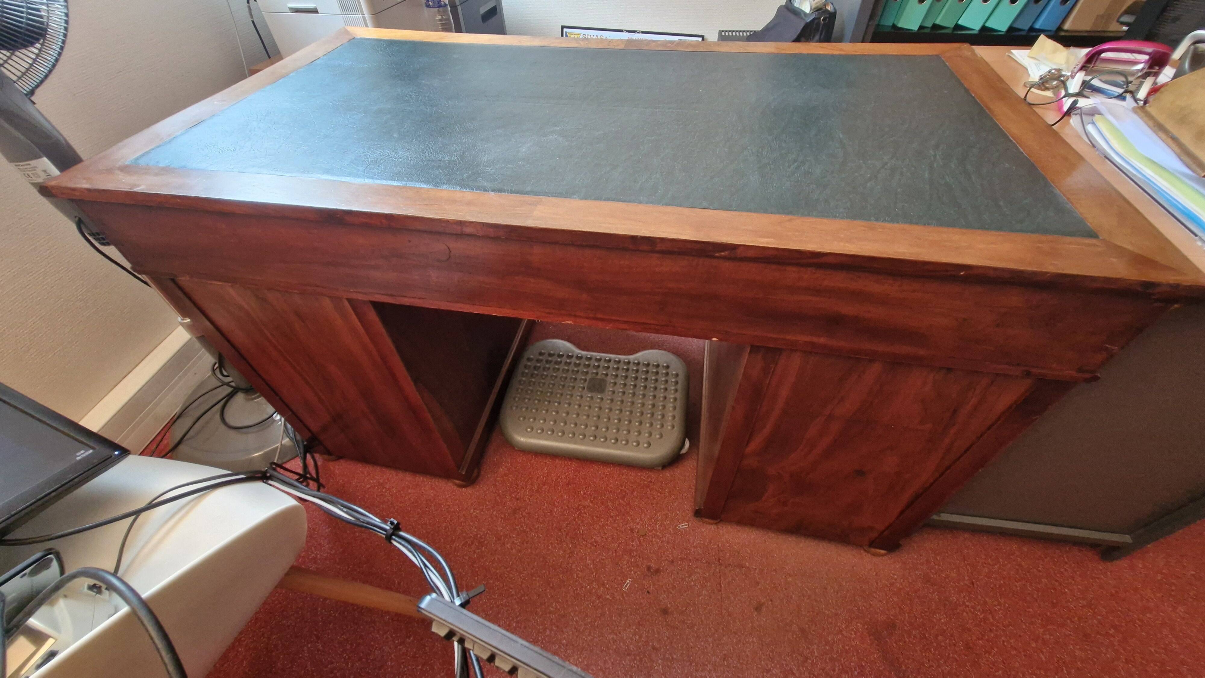Walnut desk with leather top