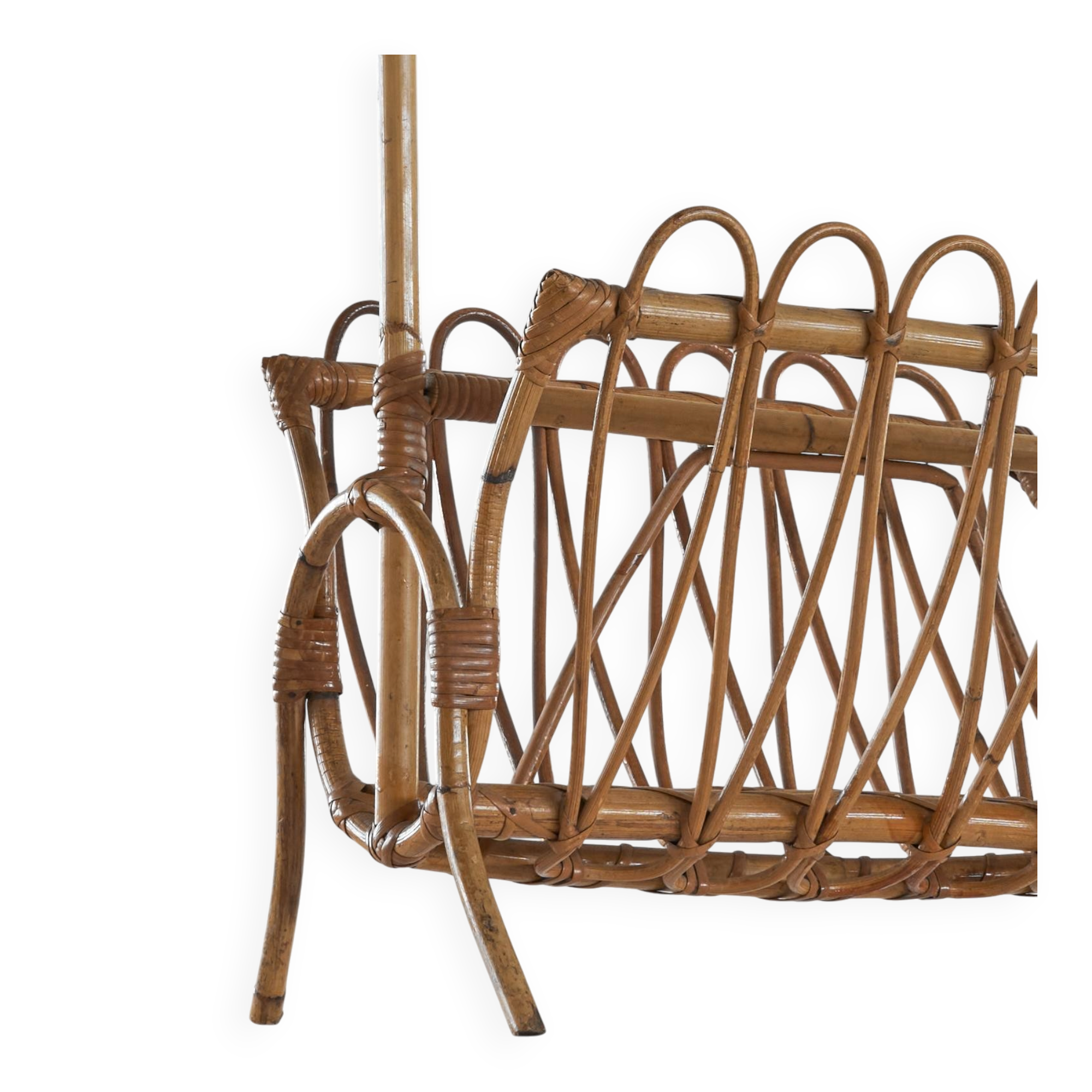 Bamboo magazine rack in mid-century 1960 style