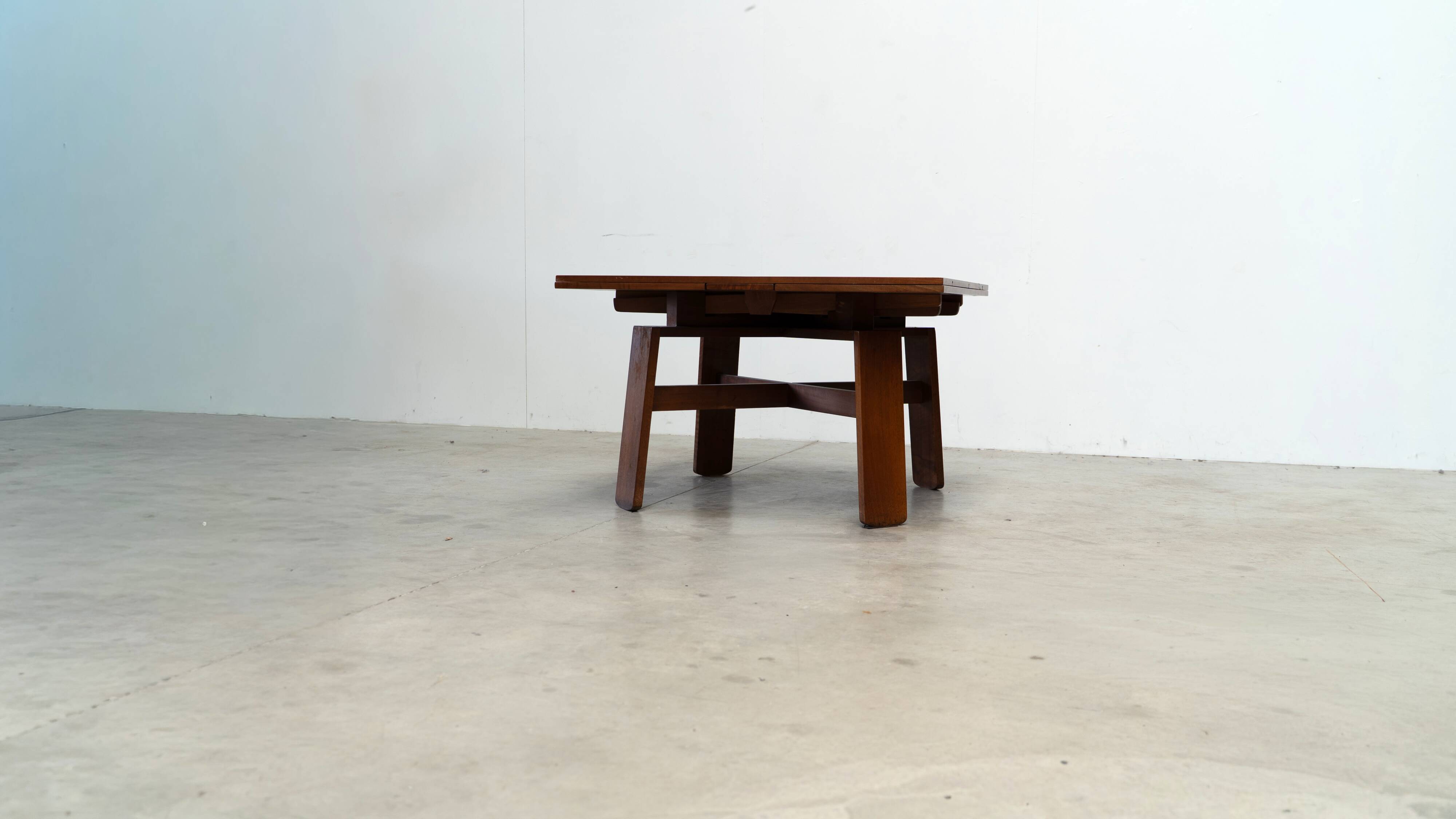Square extendable dining table by Silvio Coppola for Bernini