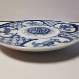 Plat de service bleu blanc ancien chinois