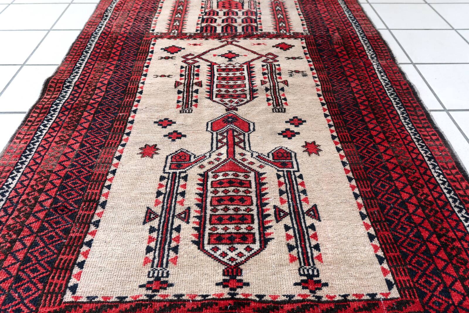 Tapis de prière antique Baluch – 86 x 129 cm – Début du XXe siècle - 1C975