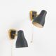 Jacques biny (designer) - pair of adjustable wall lights in brass & metal