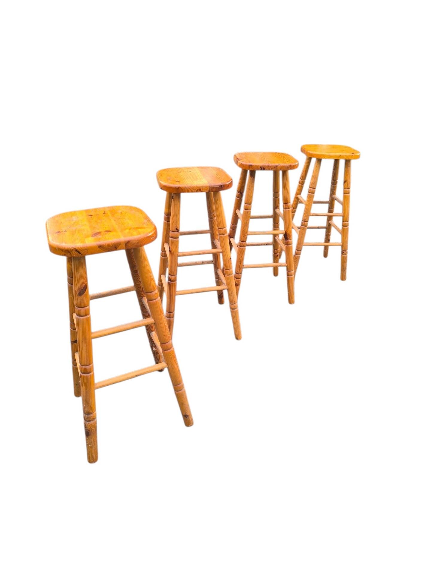 4 pine bar stools circa 1980