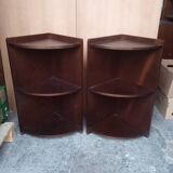 Pair of art deco style mahogany corner cabinets