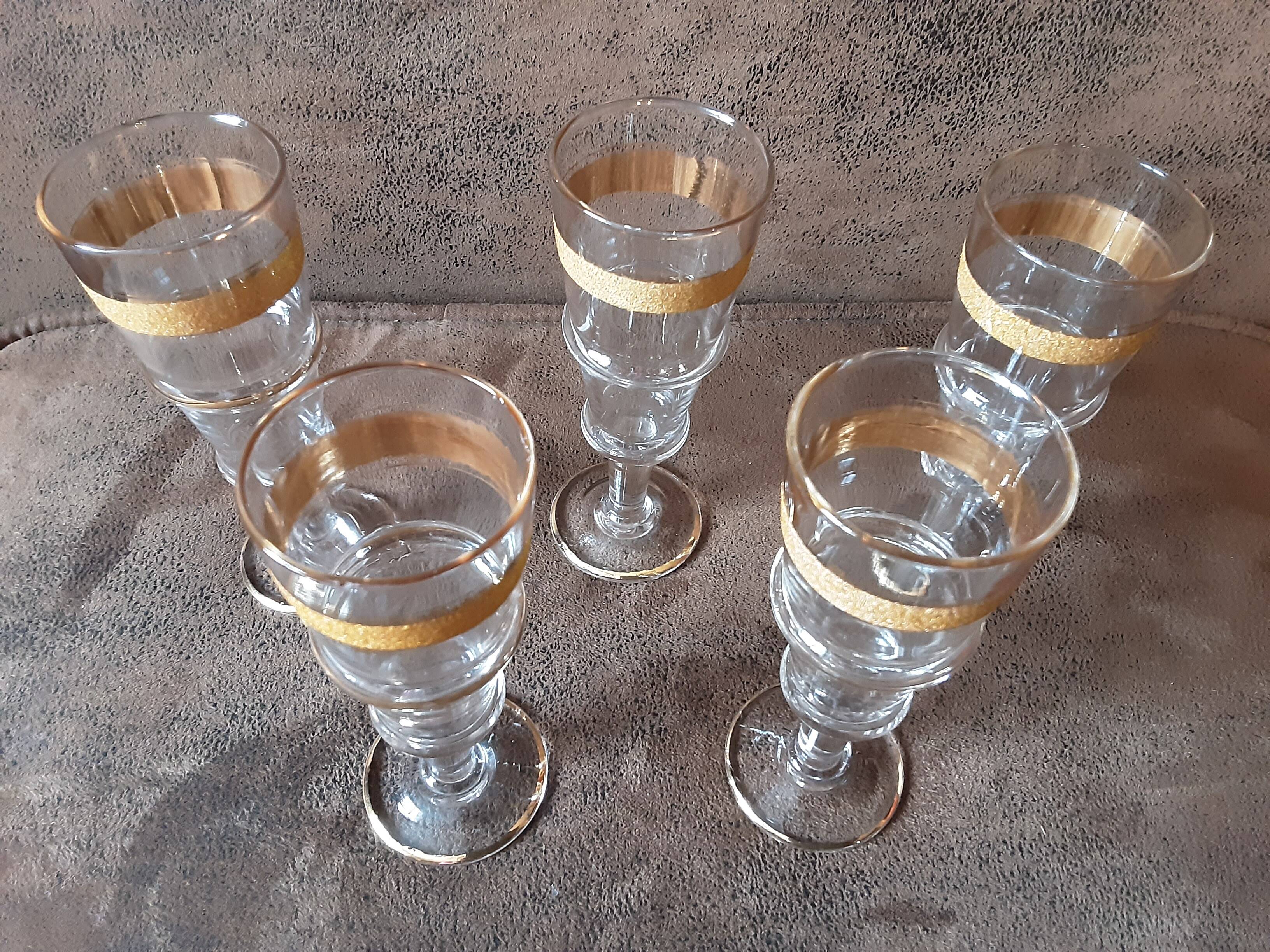 Set of 5 vintage digestive glasses