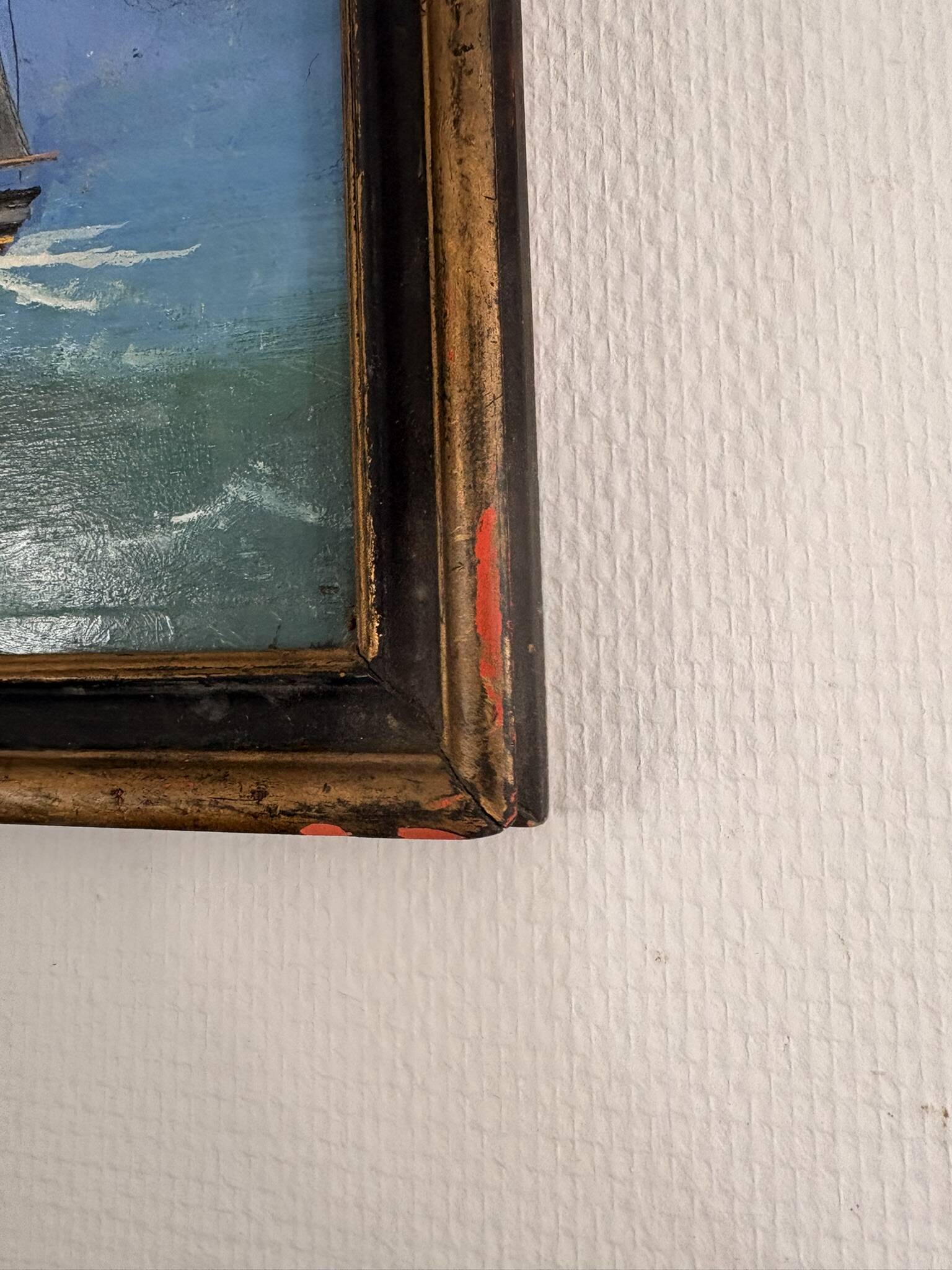 Old Oil Painting Wood Panel Great Eastern by Brunel Marine