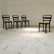 Lot de 4 chaises Thonet art déco 1930 , bouclette Jaune moutarde