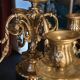 Silver metal candlestick 5 lights baroque style