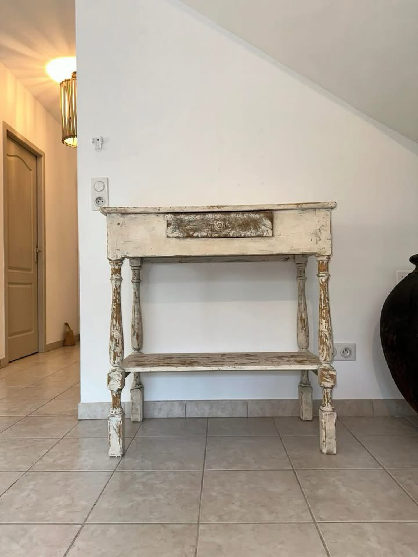 Patinated wooden work table