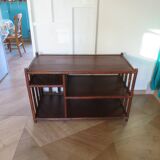 Retro-Side table-vinyl furniture-wood, rattan and bamboo-80s