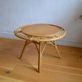 Vintage round rattan coffee table