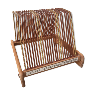 Porte vinyles range disques bois années 60 - 70