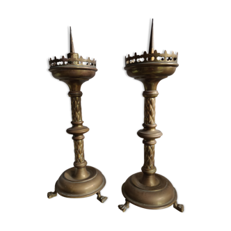Paire de chandeliers d'église