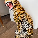 Leopard, Italian sculpture in glazed ceramic.