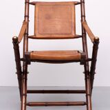 Campaign Cognac Leather Officers folding chair 1950s