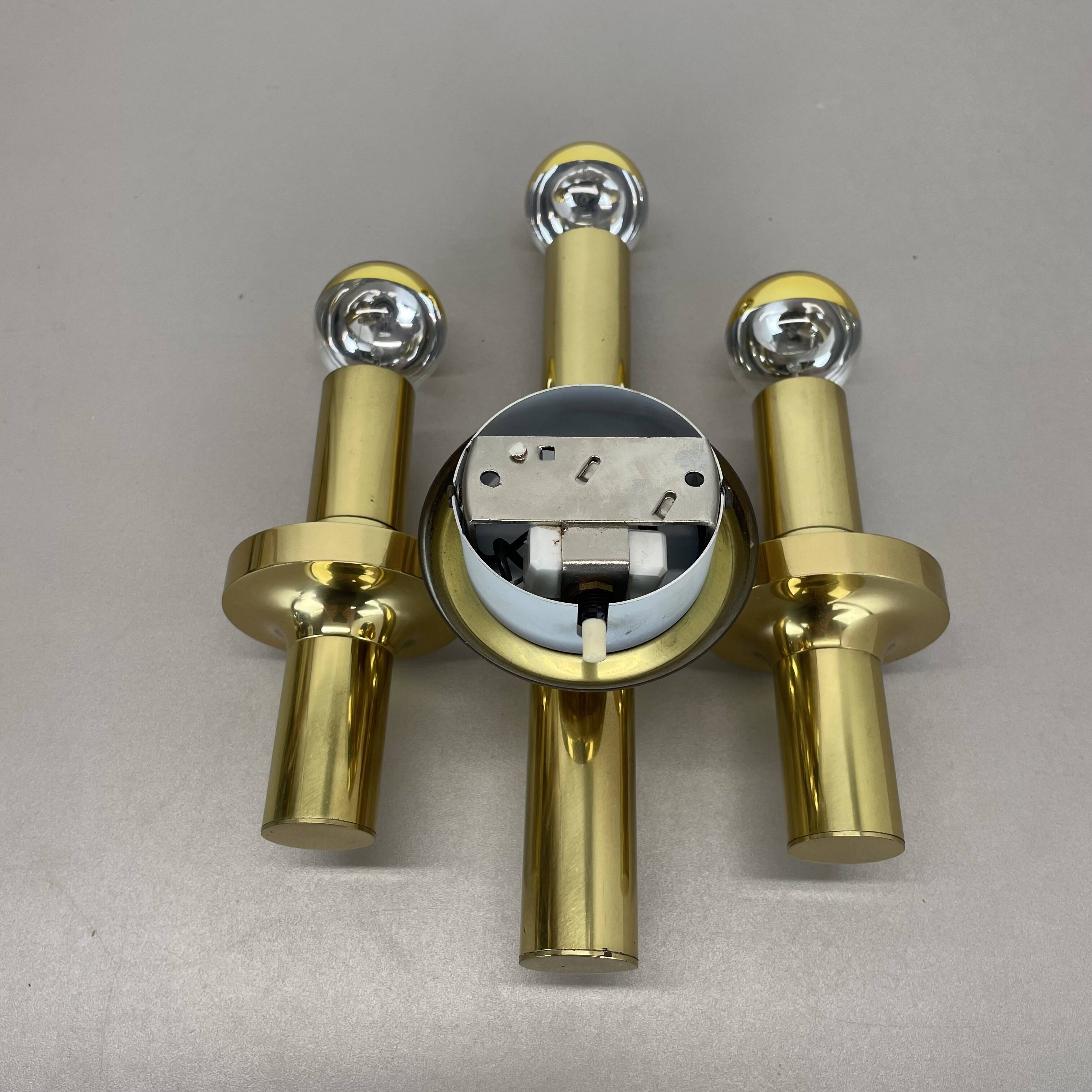 rare Brass tube "TORCH" Wall Light sconce by GAETANO SCIOLARI, Italy 1970s