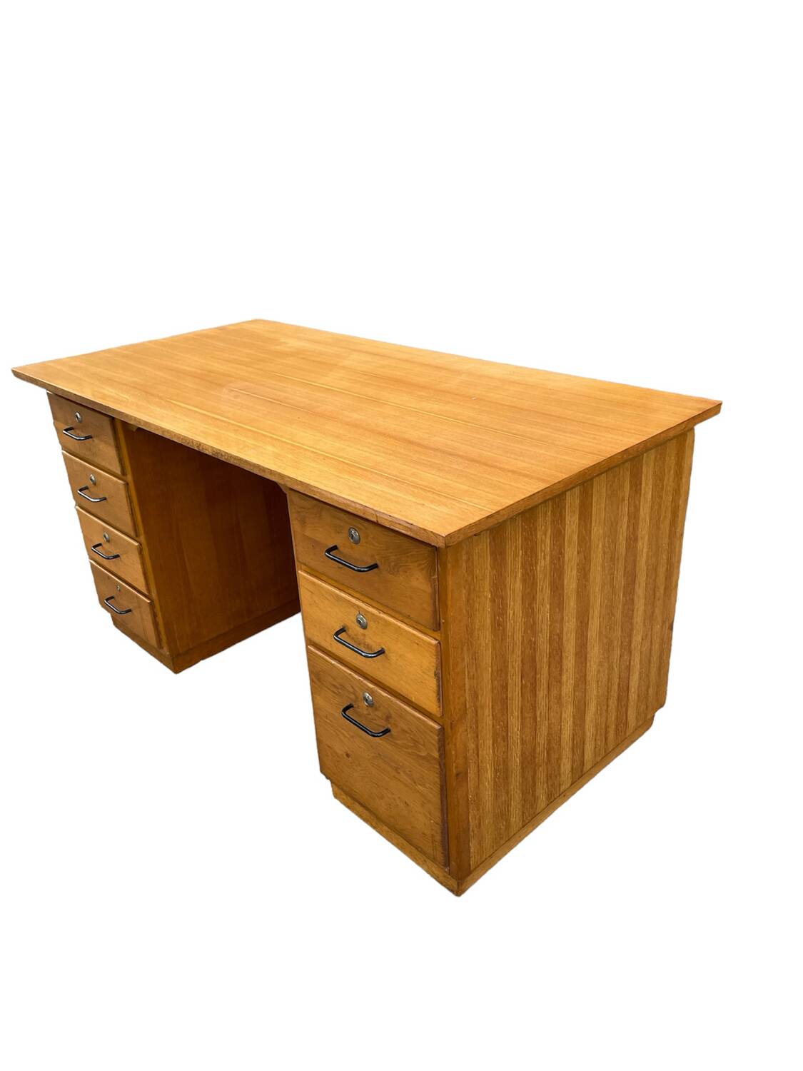 Vintage light oak executive desk